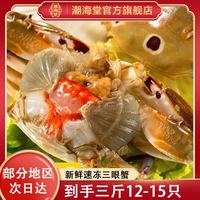 潮海堂 三眼蟹三点梭子蟹新鲜蟹活冻大螃蟹冰鲜飞蟹花盖蟹生鲜炝蟹生腌 三眼蟹 3斤 简装 单冻母蟹