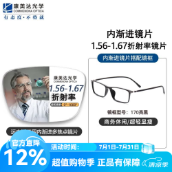 潮库 品质休闲内渐进镜框+1.60防蓝光内渐进绿膜
