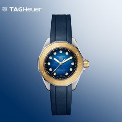 TAG Heuer 竞潜系列 蓝色镶钻女士机械腕表