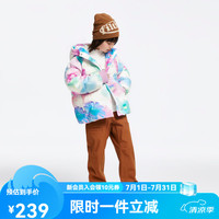 安奈儿 童装女童短款羽绒服24冬新款 白调花 100