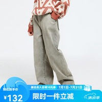 安奈儿 童装女童牛仔裤冬保暖弹力宽松科技发热厚款长裤 中蓝牛仔 120 cm