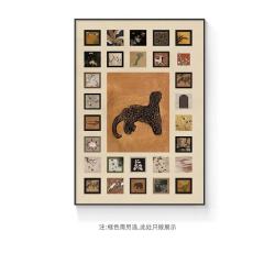 艾风格新款法式落地画复古墙画中古风客厅装饰画玄关挂画感流行壁画 F款-墨彩拼绘 40*60 9mm布