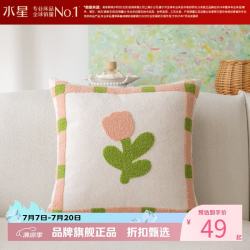 水星家纺 抱枕法式田园风客厅沙发刺绣花卉靠垫 居家办公室午睡小枕芯靠垫  春日花境靠垫