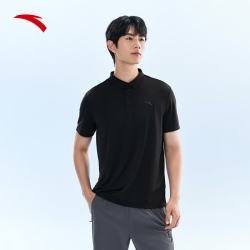 安踏 速干T丨短袖POLO衫男夏季吸湿透气翻领商务休闲通勤上衣 基础黑7121-5 L(男175)