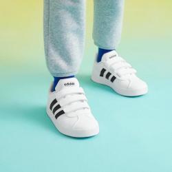 adidas 条纹时尚百搭男中大童小白鞋魔术贴童鞋