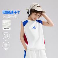 ASK junior 儿童无袖背心T恤夏大童户外运动跑步上衣男童篮球服