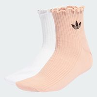 adidas 两双装简约日常舒适休闲荷叶边袜子女子新款adidas阿迪达斯三叶草