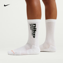 NIKE 速干中筒运动袜(2双)透气针织支撑柔软耐穿舒适NIKE IH8525 901白/黑/白/黑 L