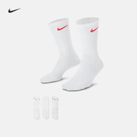 NIKE 速干中筒训练袜(3双)秋季支撑柔软舒适NIKE EVERYDAY SX7676 938白/荧光黄/白/透明粉/白/浅清透蓝 S
