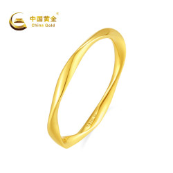 中国黄金 莫比乌斯黄金戒指女足金素圈戒指生日礼物送女朋友老婆