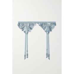 Fleur du Mal 女刺绣绢网吊袜腰带 蓝色1