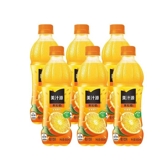 可口可乐 美汁源果粒橙 果味果汁饮料 450ml*6瓶