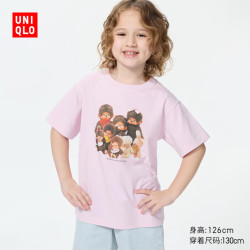 优衣库 童装女童Monchhichi UT/短袖T恤印花488936 10 水粉色 160