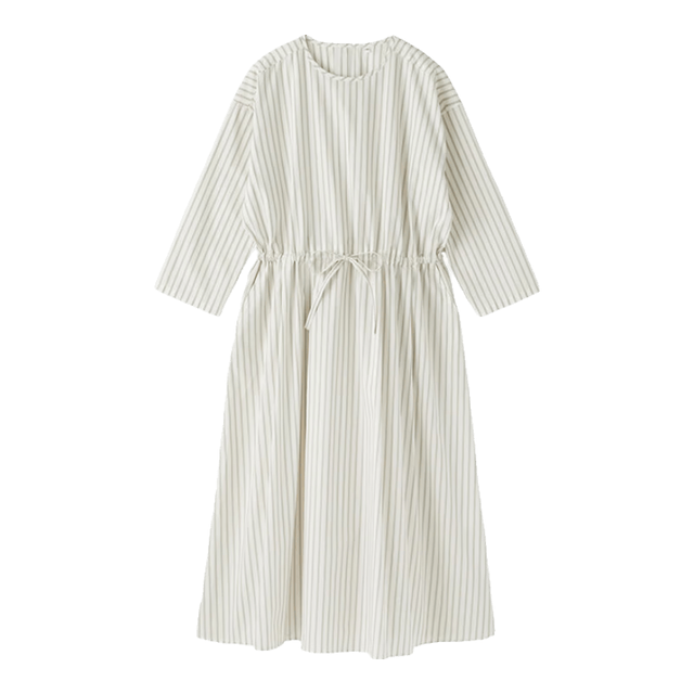 無印良品 MUJI 无印良品 BC2QXC6S 平纹套头连衣裙 米白色条纹 S