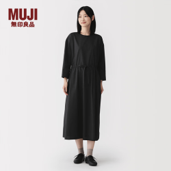 無印良品 MUJI 女式平纹套头连衣裙 黑色 M
