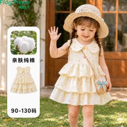 青蛙王子 女童连衣裙甜美风2026夏季新款清新女孩法式简约蛋糕裙