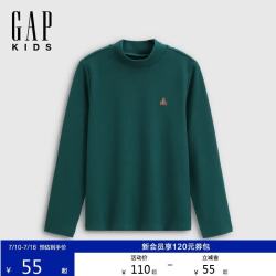 Gap 男童秋季款小熊刺绣中领紧身长袖T恤儿童装上衣805247