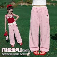 Hello Kitty 女童春夏季休闲阔腿裤2026新款日常中大童装宽松街舞运动裤子