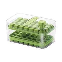 美克 按压冰格模具制冰神器带盖食品级自制冰盒家用冰箱储存盒 果绿-单层28格1秒出冰送冰铲