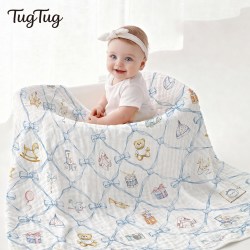 TugTug婴儿纱布浴巾纯棉A类宝宝初生新生儿童浴巾超软吸水包巾被