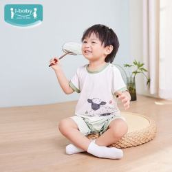 ibaby 儿童针织透气短袖短裤两件套  牛羊牧歌