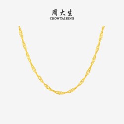 周大生 黄金项链 水波纹素链 3.31g