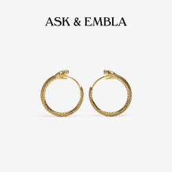 Ask & Embla 衔尾蛇蛇形圆环耳环