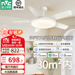 雷士 LED吊扇灯风扇吊灯北欧简约家用客厅餐厅灯开叶扇大风量 阔境56寸|100瓦智控护眼|防蚊虫