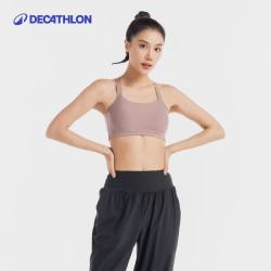 迪卡侬 运动内衣跑步瑜伽大胸薄款防震美背文胸背心5214333 交叉背款高级棕 M