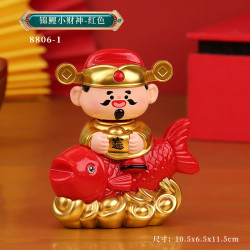 1 新款太阳能小锦鲤自动点头车载办公室玄关收银台招财摆件乔迁礼品 红色锦鲤【鱼红色】