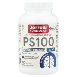 Jarrow Formulas PS100 磷脂酰丝氨酸 100mg，支持大脑健康与认知功能的膳食补充剂，120粒软胶囊 包装可能不同