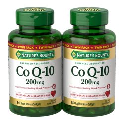 Natures Bounty 自然之宝 辅酶Q10营养补充剂 有助心血管健康 80粒软胶囊装 无味 不含麸质 2件装 适合成人