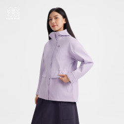 KOLON SPORT 户外冲锋衣 女耐磨透湿防水防风中长款2L防水夹克