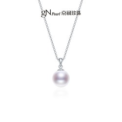 京润珍珠 诗真 925银淡水有核珍珠吊链9-12mm圆形白色项链送女友D