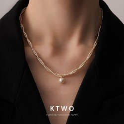 KTWO 珍珠吊坠项链 锁骨搭配 温柔穿搭