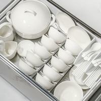洛威 釉下彩纯白陶瓷餐具 6人食 37件套（赠砂锅）