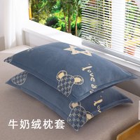牛奶绒枕套一对装 成人枕头套 防静电 冬季珊瑚绒 单人法兰绒枕芯套