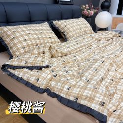 伊诺恩 ENOEN 伊诺恩 双层纱花边款四件套 床品件套 夏季宿舍少女心 韩版公主风 小清新