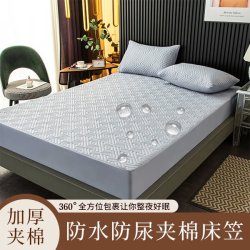 韶曼 亲肤磨毛夹棉加厚透气全包裹防水纯色保护罩床罩床笠四季通用
