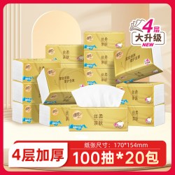 清风 丝柔金装抽纸4层M码100抽*20包