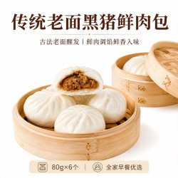 冠华 粤点老面黑猪鲜肉包480g（6个）