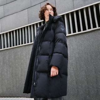 坦博尔 周也同款 303g 高充绒鹅绒羽绒服女中长款可脱卸帽TBF530858D
