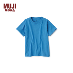 無印良品 MUJI 大童 圆领短袖T恤  儿童打底衫早春 CB1J2A4S 烟熏蓝色
