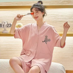 芬腾可安 女士夏季短袖短裤睡衣套装