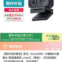 影石 AI智能4K摄像头 网络摄像机 Link2C（黑色）