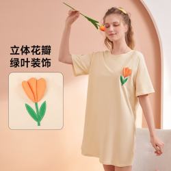 GOSO 女士棉质短袖短裤家居服 3233057浅黄 XL