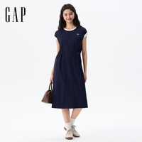 Gap 女装刺绣logo抽绳收腰中长棉质无袖连衣裙 764900