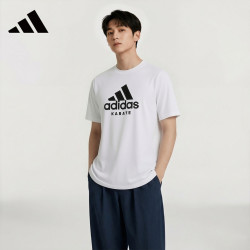 adidas 男装夏季透气舒适休闲运动宽松半袖上衣短袖ADICTK-WB 2XL  白黑  白黑-2