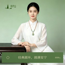 普陀山 和田玉平安扣吊坠 传统吉祥寓意 日常叠戴