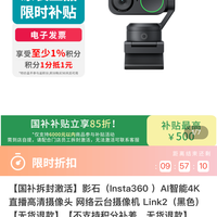 影石 AI智能4K直播高清摄像头 网络云台摄像机 Link2（黑色）